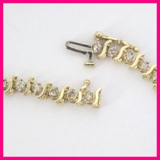 14KY Gold Round Diamond s Bar Tennis Bracelet 1 60ct