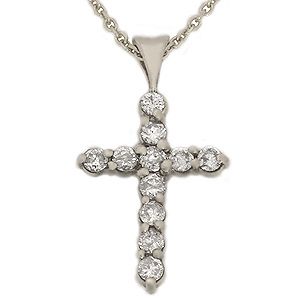 2ct Diamond Cross Pendant 14k White Gold Womens 18 Chain Gift Box