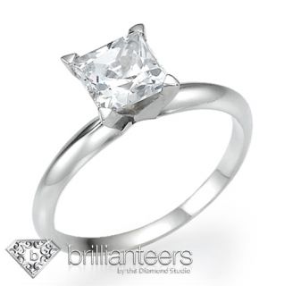 Diamond Engagement Ring 1 Ct Princess Natural Certified F SI 14kt