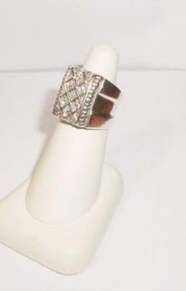 Michael Dawkins Vintage SS Wide Shank Diamond Ring Sz 6