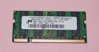 Laptop Memory 2GB DDR2 1x 2GB RAM D610 D620 D630 T60