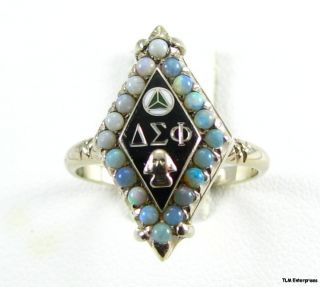 Delta Sigma PHI Fraternity White Gold Opaled Ring