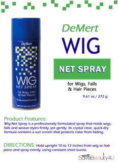 Pc DeMert Professional Wig Net Spray for Wigs Falls & Hair Pieces  9