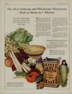 1924 Mazola Oil Ad Lady of The Corn with A Terrific Vegie Fruit Scene