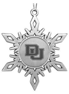 DU University of Denver Pioneers ENGRAVED PEWTER SNOWFLAKE CHRISTMAS