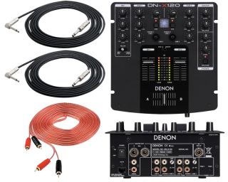 DENON DJ DN X120 PRO AUDIO DJ 2CH MIXER $70 MICROPHONE & RCA CABLES