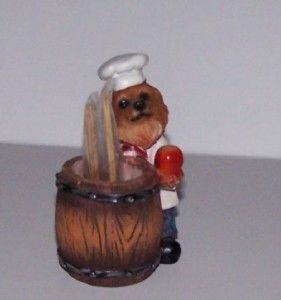 Pomeranian Chef Dog Toothpick or Ring Holder Resin Figurine in Gift