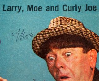 Moe Larry Joe Signed Three Stooges Autograph Dell Comic Frame UACC COA