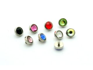 Lot of 8 Different Dermal Anchor Tops Flat New 4mm