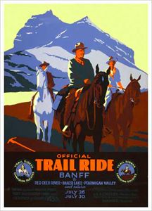 Banff Alberta HORSEBACK TRAIL RIDE c.1935 Vintage Travel Poster