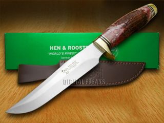 HEN & ROOSTER AND Genuine Red Deer Stag 1/200 Fixed Blade Pocket Knife