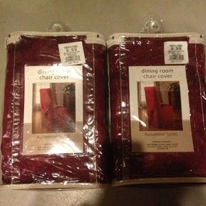 Burgundy Dining Room Chair Covers Set Of 2, Brand New With Autumnal