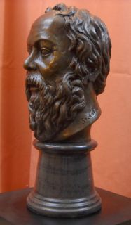 Ancient Greek Philosopher Socrates Bronze Statuette Bust Paris Louvre