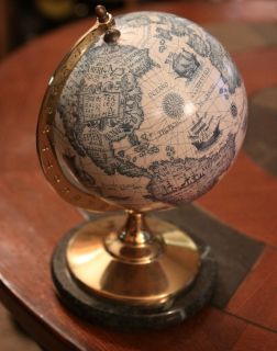 Beautiful Vintage Decorative Arts Inc 10 Old World Globe Brass Marble