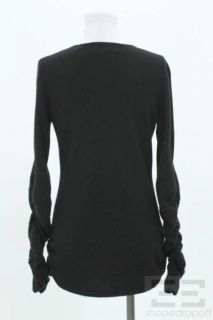 Design History Black Cashmere Gathered Long Sleeve Sweater Size Large