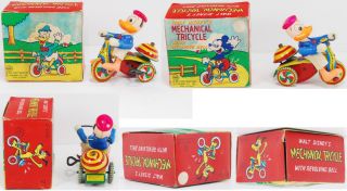 Linemar Disney Donald Duck 1950s Tin Wind Tricycle BXD
