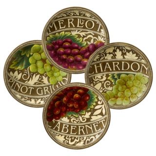 Meritage 4 Design Grape Wine Dessert Accent Plate Set w Stands