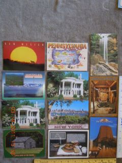   Post Card LOT Whitehaven Mansion GA WY KS ND KY NY PA Devils Tower