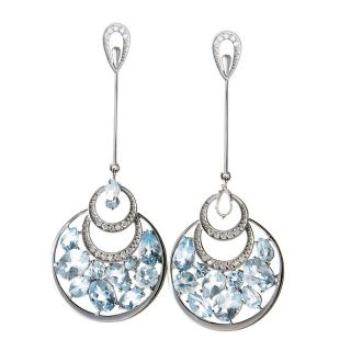 Exotic 14k White Gold Diamond Aquamarine Drop Earrings