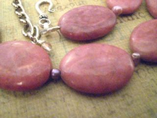 rhodonite necklace w pearls sterling silver