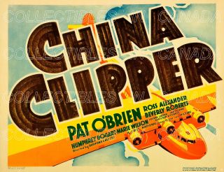 CHINA CLIPPER 1936 ★ Pat OBrien ART DECO AIRPLANE / Airline ORANGE
