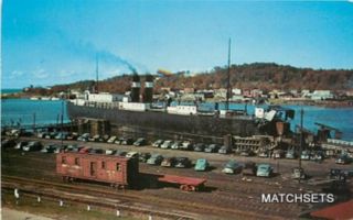 Frankfort Michigan Ann Arbor Boat Dock Railroad Automobiles Postcard