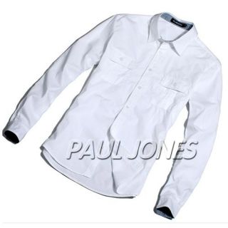 PJ High Quality Mens Premium Casual Dress Shirts Long Sleeve Slim Fit
