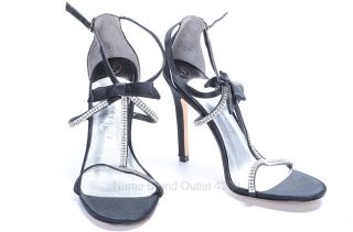Ivanka Trump 7 5 M Black Satin Dicota Crystal Bow Sandal High Heel