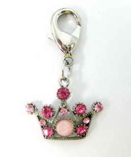 2pcs dog charm pink rhinestones crown charm dog jewelry pet charm