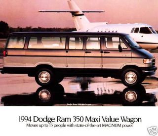 1994 Dodge RAM 250 350 Maxi Wagon Brochure Maxi Wagon