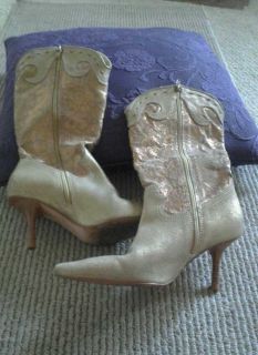  Diego Di Lucca Gold Cowboy Boot Size 5