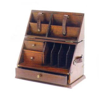 Wood Desktop Organizer Letter Box Leather Handles