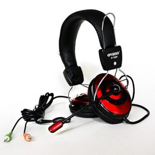 Red Black Computer PC Laptop Headphone Headset Microphone for Skype