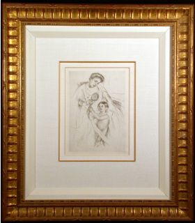Looking Into the Hand Mirror #3   Orig Etching by Mary CASSATT