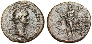 Domitian AE as Jupiter Ric 381 Authentic Large Ancient Roman Coin