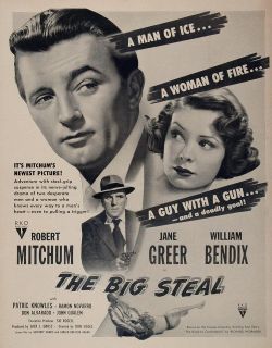 1949 Movie Ad Big Steal Robert Mitchum Jane Greer RKO Original