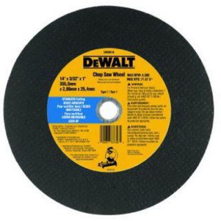 Dewalt DW8016 14 x 3 32 x 1 Stainless Steel Cutting Chop Saw Wheel