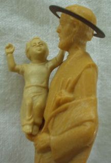 Carved Wooden Statue Mary Joseph Baby Jesus on Donkey