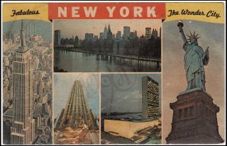 Vintage New York Wondr City Dexter Press Color Postcard