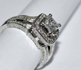 1ct Diamond Wedding Engagement Ring Princess Cut Center Round Halo
