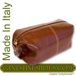 Vintage Valor Brown Italian Leather Dopp Toiletry Travel Kit Bag