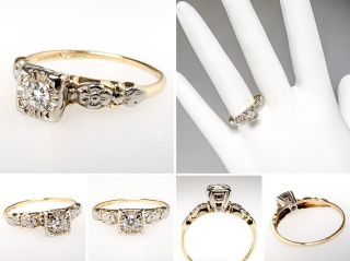 Vintage Diamond Engagement Ring Heavenly Blest Solid 14k Gold Estate