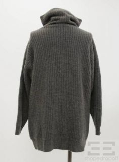 Donna Karan New York Grey Cashmere Rib Knit Oversize Sweater Size P
