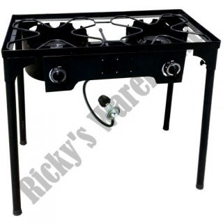 Double Gas Burner Stove Portable Camping Outdoor Propane Cooking