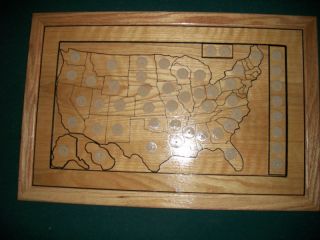 Oak Hand Crafted 50 State Quarter Display Board