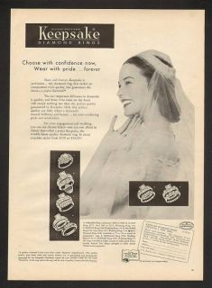 1956 Genuine Registered Keepsake Diamond Rings Print Ad