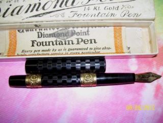 Antique Diamond Point 14k Fountain Pen w Original Box