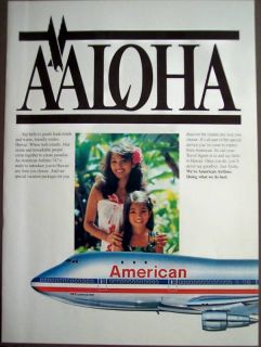  1981 American Airlines 747 Plane Hawaii Vintage Ad