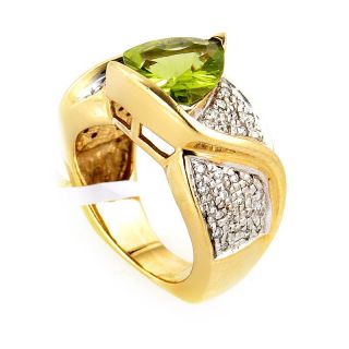 14k Yellow Gold Diamonds Peridot Ring