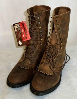 MENS DOUBLE H BROWN PACKER BOOTS Size 9D Style 9668 NWT